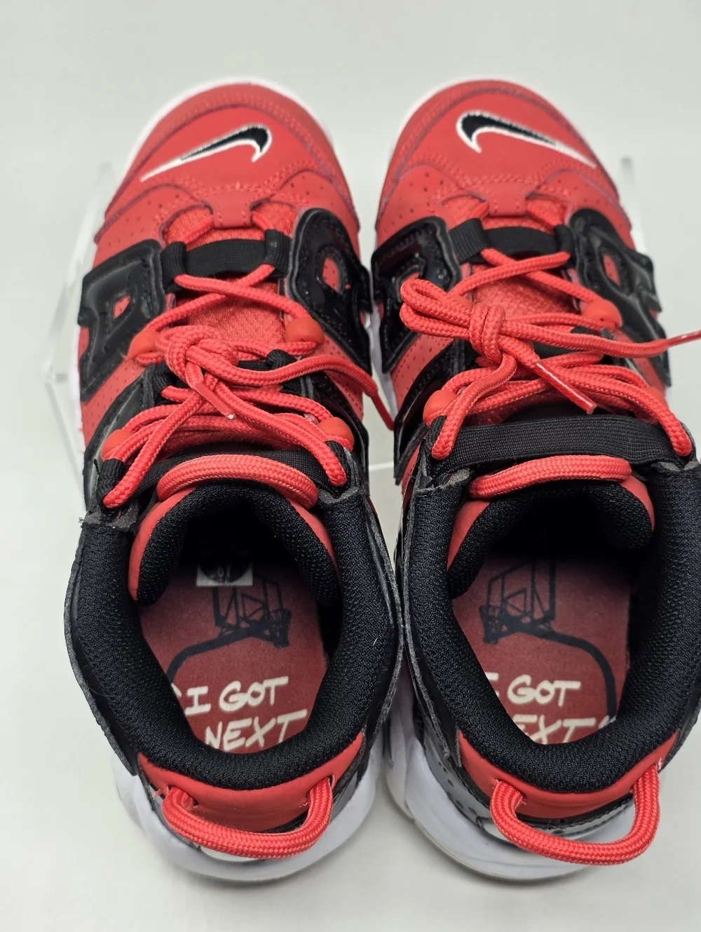 Nike Air More Uptempo Boys Size 6Y Red Black Walking Basketball Shoes Sneakers
